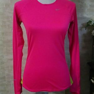 Nike Women's pink running athletic long sleeve top shirt